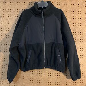 Blogilates Campfire Fleece Jacket Medium Black Full Zip Oversized Cropped
